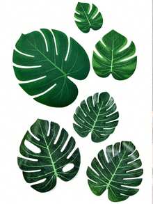 12件/包人造棕榈叶龟叶丛林海滩主题派对插花垫配件杯垫派对装饰用品沙特阿拉伯国庆节