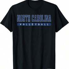 Camiseta azul con texto vintage de voleibol de Carolina del Norte. Camiseta estilo hip hop de calle. - Negro - Ver 1