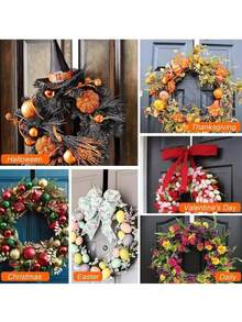 1pc-Heavy Duty Metal Door Ring Hooks,Black Home Decoration Door Hooks,Wreath Hangers For Front Door, Wreath Door Hanger,Metal Wreath Hanger For Welcome Sign Indoor Wreath Hanger, Spring Festival Wreath Decoration, Metal Hanger, Sundry Hanger, Doorway Decoration Hook, Spring Wreath, Valentine's Wreath, Easter Wreath,Halloween, Thanksgiving Day, Christmas, Autumn - Black - View 8