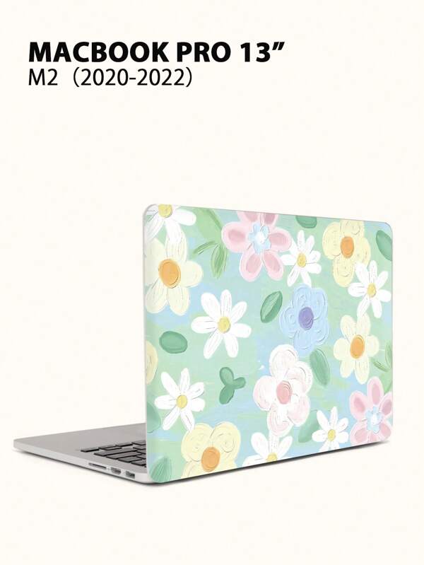 SUPSTICKER 2pcs Watercolor Floral Pattern Laptop Sticker Skins, Fit Compatible With Apple 13 Pro, 1:1 Size, Laser Cut, Creative Decoration For Your Notebook, PVC Material, Size: 12.59*23.2 Inch/32*23.2cm