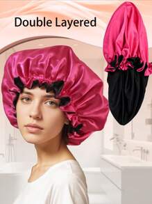 Doppellagige feste Haarbonnet, Seidentopf, Satin Bonnet, weich und atmungsaktiv, geeignet zum Schlafen zuhause, tägliches Haarstyling, Haarhaube