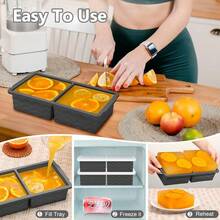 Local Delivery Silicone Freezer Tray With Lid - 2 Cup Soup Freezer Container Molds - Extra Large Ice Cube Tray - Silicone Freezer Food Molds For Freezing & Storing Soup, Sauce, Broth, Leftovers (2 Pack) - Xám đậm - Xem 7