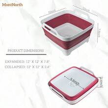 ACZ Collapsible Wash Basin 9L Foldable Dish Tub With Drain Plug Portable Collapsible Dish Basin Camping Sink For Washing Dishes Laundry Kitchen Use Viva Magenta  8502 - VivaMagenta - Xem 2
