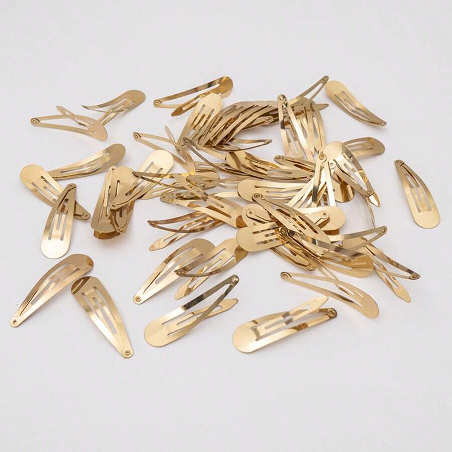 30个金色金属5厘米水滴形BB发夹,适合日常佩戴,爪夹,发爪,发卡,发夹,学生用品,发饰,头部饰品,发夹 - 金色 - 查看 1