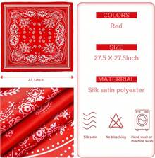 Satin Head Scarf - 27.5 Inch Silk Hair Wrap For Women - 紅色 - 查看 2