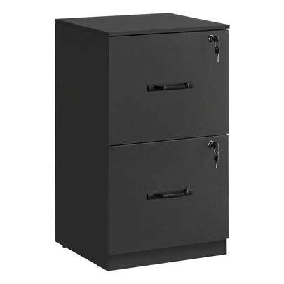 VASAGLE Archivador de 2 Cajones, Archivador con Cerradura, Soporte para Impresora, para Archivos de Tamaño A4 y Carta, Negro Tinta MOFC061B16
