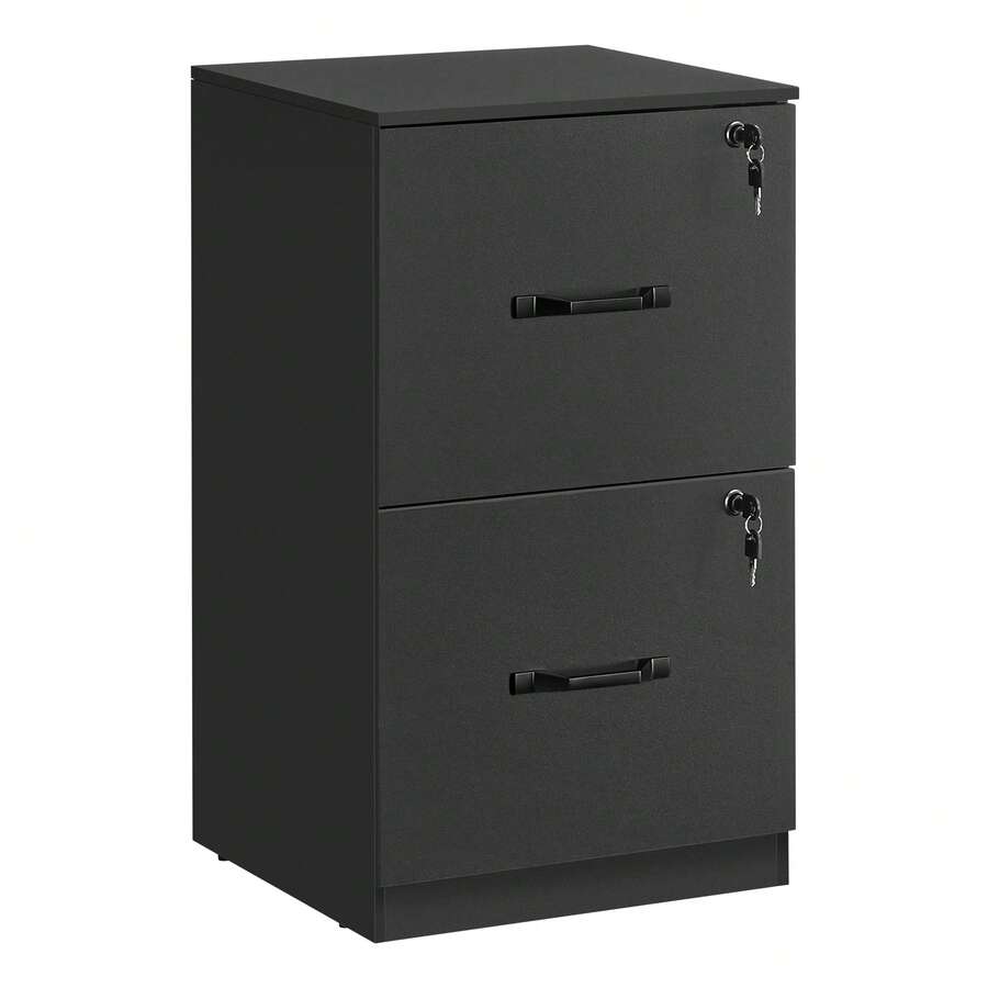 VASAGLE Archivador de 2 Cajones, Archivador con Cerradura, Soporte para Impresora, para Archivos de Tamaño A4 y Carta, Negro Tinta MOFC061B16 - Negro - Ver 1