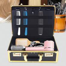Bazargame Barber Carrying Case,Large Barber Beauty Salon Tool Kits Storage,Portable Travel Carry Case Hairdresser For Hair Stylist Pet Groomer - Gold - View 2