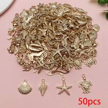 20/50/100件装KC镀金海洋主题吊坠套装（款式随机） - DIY首饰制作套装，适用于项链、手链和耳环 - 均碼 - 查看 14
