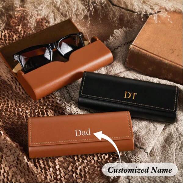 Personalized Customized Name Sunglasses Case, Custom Leather Eyeglasses Box With Snap Closure, Minimalist Portable Eyewear Storage Box, Bridesmaid & Friend Gift, Soft Eyeglasses Holder, Thanksgiving, Daily Use