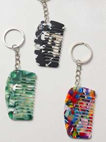 1 pieza Llavero creativo con peine de moda, llavero con peine mini de material de acetato elegante, llavero con peine portátil y sin estática, accesorio de regalo para el día festivo, amigo, decoración para bolso, teléfono, llaves de coche, accesorios de coche, gótico Y2k