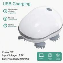 Masajeador eléctrico para el cabelludo, masajeador inalámbrico y portátil con 4 garras desmontables, 3 modos ajustables, vibración estimulante para la cabeza y relajación profunda, para usar en casa, la oficina y viajar