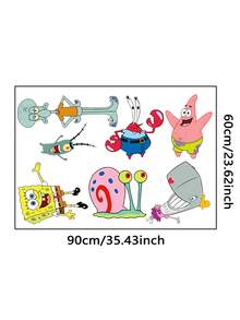SPONGEBOB 1 件海绵宝宝主题卡通墙贴 PVC 防水贴纸 自粘玻璃门卧室墙贴 超厚卡通贴纸 创意装饰墙贴 适用于卧室、客厅、书房、婚礼、餐厅、书房、毕业季、生日派对、母亲节和复活节派对房间装饰墙面装饰墙贴贴纸