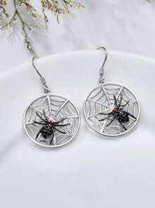 1 par de aretes colgantes con diseño de araña, calavera y murciélago con elementos de rhinestone con estilo gótico y de Halloween, apropiados para disfraces festivos y uso diario