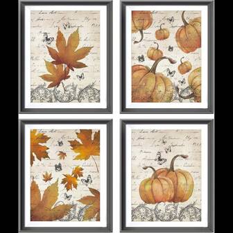 1 pièce / 3 pièces Affiches d'art mural avec cadre en option / Paysage forestier d'automne vibrant encadré sur canevas. Affiche murale aux couleurs riches créant une atmosphère automnale chaleureuse pour la décoration de la maison