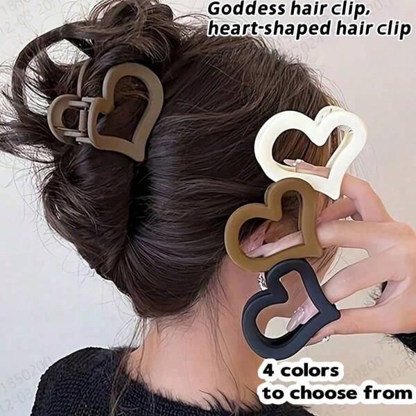 8pcs/4pcs/2pcs/1pc Heart Shaped Plastic Hair Clips, Bun Clips, Shark Clips For Shower, Matte Heart Hair Clips, Shark Bun Clips, Elegant Shark Hair Clips, Bun Claws, Goddess Hair Accessories, Hollow Heart Hair Clips, Hairpin Accessories Set - Fashionable, Graceful, Simple, Solid Color, Suitable For Daily And Outdoor
