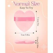 6Pcs Pink Powder Puff For F Powder Heart Shape Soft  For Applying F Powders Normal Size Velour Makeup Puff Beauty Tool For Women - Pink - View 2