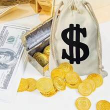 3pcs Costume Accessories Set, Including Dollar Sign Money Bag, Black Gloves, And Hat For Pirate/Burglar Role Play Outfit With Eye Mask Halloween