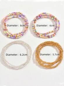 11pcs Minimalist Bohemian Style Handmade Beaded Crystal Glass Bead Multi-Layer Mixed Color Bracelet Set