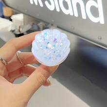 1 件可爱亮片闪亮贝壳形手机推拉支架，简易便携式手机支架，派对礼物，兼容 、Android 手机，生日、家人、朋友礼物，推拉式手机握把，手机支架，手机配件