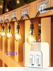 Ganci adesivi per luci a catena da esterno: 20/50/100 pezzi, senza danni, senza strumenti, senza fori, resistenti all'acqua e ai raggi UV, adatti per decorazioni interne ed esterne, ideali per Natale, perfetti per il ritorno a scuola, Natale e Ognissanti