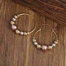 1 par de pendientes de bolas doradas circulares de moda, accesorios de joyería de lujo para bodas y aniversarios