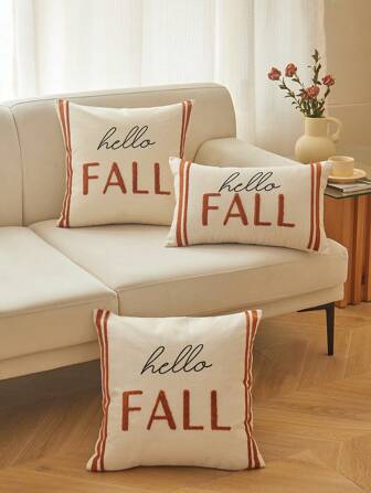 1 件“Hello Fall”和南瓜刺绣抱枕套，适合客厅、卧室、沙发、派对等的 4 季家居装饰。