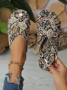 New Women's Criss-Cross Strap Flat Casual Versatile Black Comfortable Slippers, Plain Color Minimalist Women's Flat Sandals, Elegant & Simple For Dates