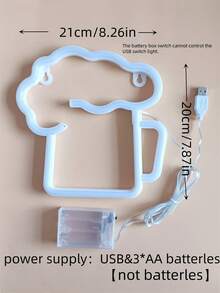 1pc Beer Cup Foam Neon Light Neon Sign For Room Decoration, Bar Decoration, Fairy Tale Light Decoration For Birthday Party, Wedding, Gift And So On.