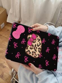 豹纹&猫&蝴蝶结 720°旋转双面印花保护壳 兼容 iPad Pro11 英寸 (M4)-2024、Pad Air 4th (10.9 英寸)，亚克力防弯曲平板电脑保护壳 兼容 iPad Air4/5 10.9 英寸、iPad Pro 11 英寸、iPad 7/8/9 代 10.2 英寸，旋转亚克力透明外壳，兼容水平和垂直旋转，内置笔槽，防弯防摔