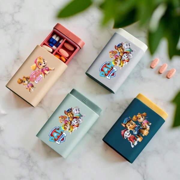 Paw Patrol 1 Stück Paw Patrol Anime Kapsel Aufbewahrungsbox - Paw Patrol Skye Charakterdesign, Reiseutensilien, Mehrfach-Fach-Organizer für Schmuck, Perlen und kleine Artikel, aus Kunststoff-Material, ideal für Schubladen und Schreibtischorganisation, Schreibtischorganizer, College-Utensilien