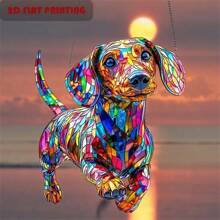 1pc 8" X 6.7" Acrylic Dachshund Decor Suncatcher - 8" X 6.7" Acrylic Colorful Plastic Window Hanging Decoration, Animal Themed Wall Art, Home Decor For Bedroom, Kitchen, Outdoor Garden, Housewarming Gift For Dog Lovers