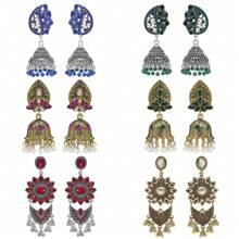 1 Pair Of Zinc Alloy Retro And Fashionable Women's Earrings With Colored Water Rhinestones Imitating Pearls, Classic Stud Earrings, Colored Rhinestone Birdcages, And Heavily Crafted Stud Earrings For Daily Use, Parties, And Vacations