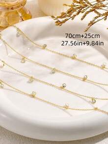 1 Pieza Cadena para el Body con colgante de cristal de doble capa sexy para mujer - Cadena de cintura con colgante de diamantes de imitación de doble capa W - Ver 5