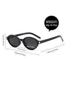 1pc Women Oval Frame Fashion Fashion Glasses, Summer Beach Accessory Oval Shape Shades - Multicolor - View 7