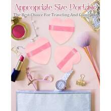 6Pcs Pink Powder Puff For F Powder Heart Shape Soft  For Applying F Powders Normal Size Velour Makeup Puff Beauty Tool For Women - Pink - View 5