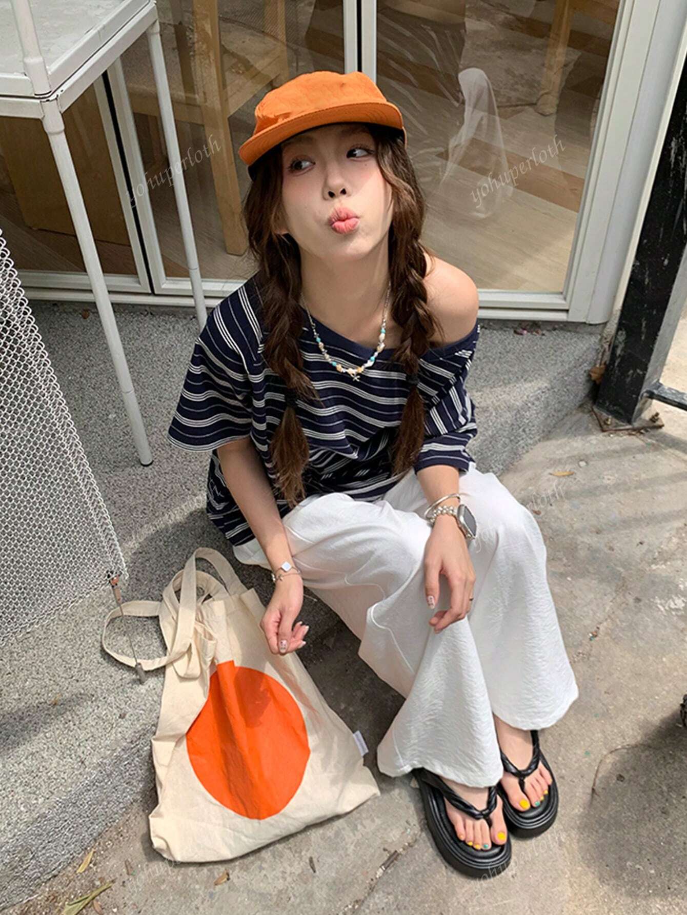 F14 STYLE Retro Stripe Asymmetric Tee image