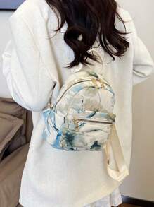 Summer New Contrast Color Decor Nylon Women Backpack Student Schoolbag (Random Floral Pattern)