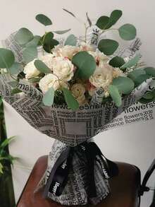 20 Stücke/Packung Transparentes mattiertes Geschenkpapier mit englischem Blumenmuster, Bouquet Geschenkverpackungspapier, Material für Blumenarrangements