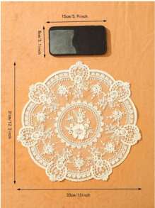 1pc, Exquisite Round Lace Tablecloth-Unique Hollow Design With Crochet Flower Pattern, Thermal Insulation, Woven Materials, Multifunctional Table Mats, Coasters, Placemats-Retro Style, Bedside Table Decoration, Dust Cover, Room Decoration Lace Tablecloth, Mother's Day Gift.