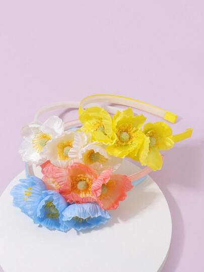 شريط رأس مزيف ثلاثي الألوان بزهرة قطعة واحدة