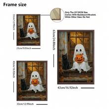 1 pieza, Foto personalizada, Marco de madera y plexiglás pulido, es muy adecuado para la decoración del hogar de Halloween, póster artístico de lienzo con impresión personalizada, perfecto para familias, parejas, recuerdos de mascotas, el regalo perfecto para conmemorar Halloween