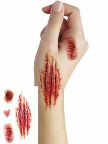 24 Sheets Halloween Zombie Temporary Tattoos, Waterproof Realistic Sutured Wound Scar Fake Blood Tattoo, Prank Makeup April Fools' Day Fun Cosplay Face Tattoo For Men Women Halloween Party Festival - Multicolor - View 5