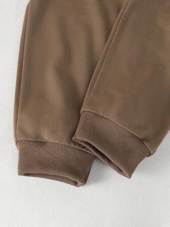 2 st/set avslappnad sportoutfit för pojkar, lös passform, tröja och byxor med huva, bekväm för utflykter, elegant, hiphop-stil, höst/vinter