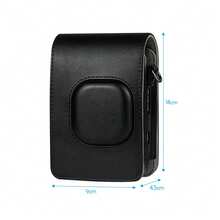 Compact Size Camera Case Bag PU Leather With Shoulder Strap Compatible With Mini LiPlay-With Removable/Adjustable Shoulder Strap-Black