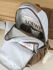 1 件新款时尚百搭拼色学生背包，尼龙防水大容量书包，无挂件 - A - 查看 9