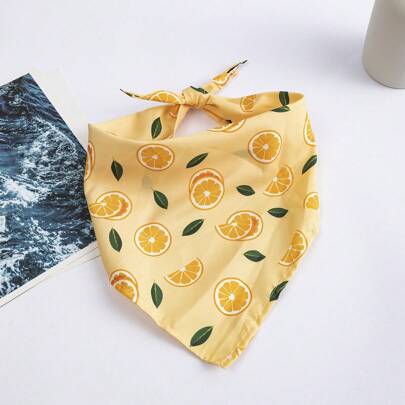 Creative Orange Graphic Stunning Pet Scarf, Suitable For Small & Medium Dogs And Cats, Puppy Bandana, Pet Accessories, Drool Bib, Dog Scarf