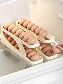 2/4 Layer Automatic Chicken Egg Roller, New Household Kitchen Egg Roller Rack, Space Saving Large Capacity Egg Storage Box, Sliding Egg Collector For Refrigerator Side Door - Multicolor - View 5