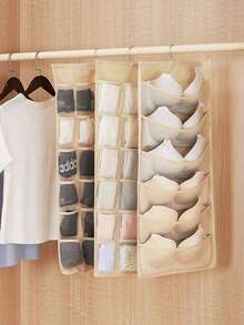 1pc Double-Sided Bra & Underwear Storage Bag, Hanging Organizer With Front And Back Compartments For Bras, Panties, Socks, Ideal For Closet And Dorm - Multicolor - View 10