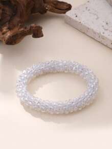 1 pieza Regalo de festival Popular pulsera de cuentas de cristal artificial apilable y elástica para mujeres y hombres de 6.5-8 pulgadas, para uso diario, vacaciones, festivales, regalo, joyería llamativa